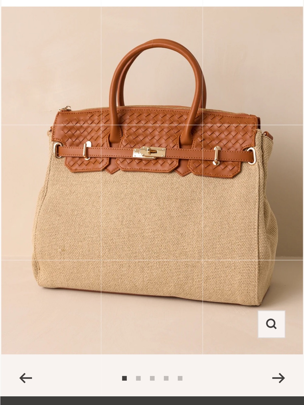 Red Dress Boutique Tan & Camel Woven-Trim Tote